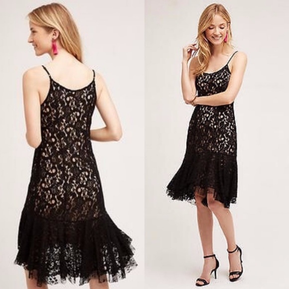 Anthropologie Dresses & Skirts - Anthro Cotrena Flounced Dress Lace Midi Trumpet